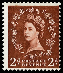 1958 2d Red brown "Dollis Hill Phosphor Trial"....