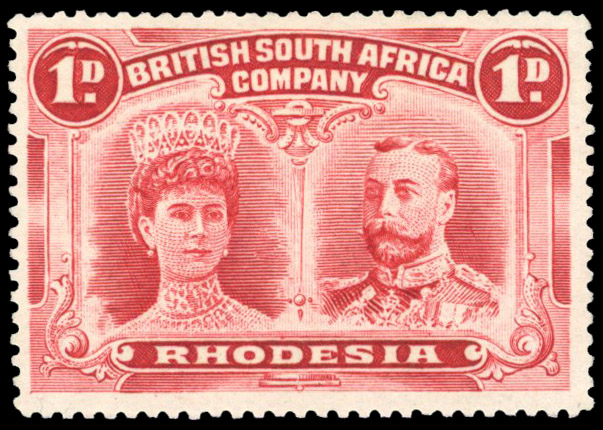 Rhodesia 1910-13 1d carmine perf 15