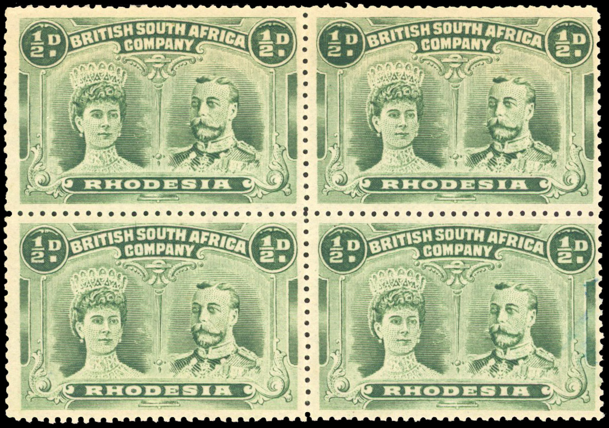 Rhodesia 1910-13 ½d deep emerald-green perf 14