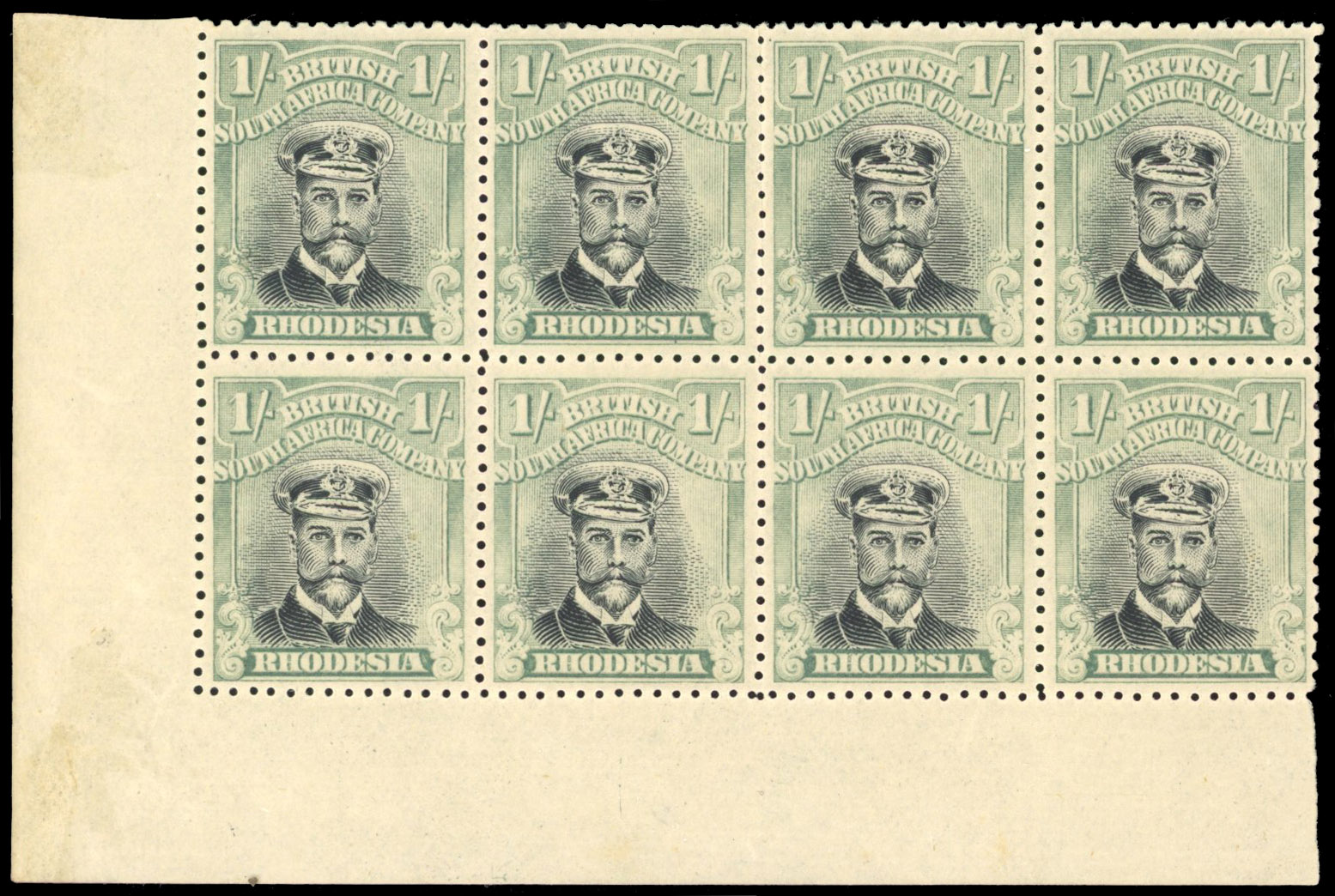 Rhodesia 1/- SG 272 corner block of eight mint