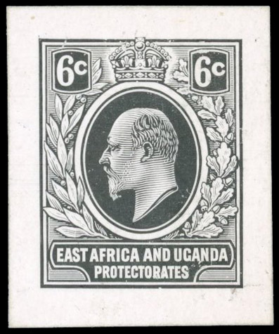 East Africa & Uganda SG 43 1910 redrawn 6c cut-down Die Proof