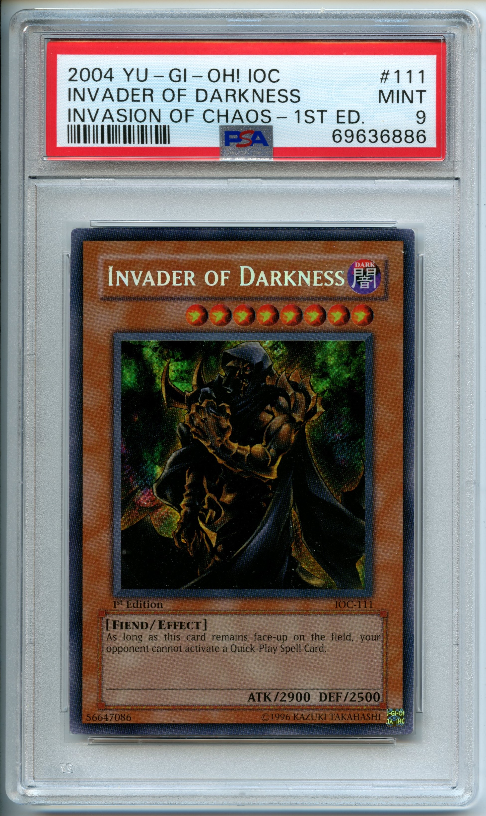Yu-Gi-Oh! - Invader of Darkness  1st Edition  - Invasion of Chaos  - PSA 9