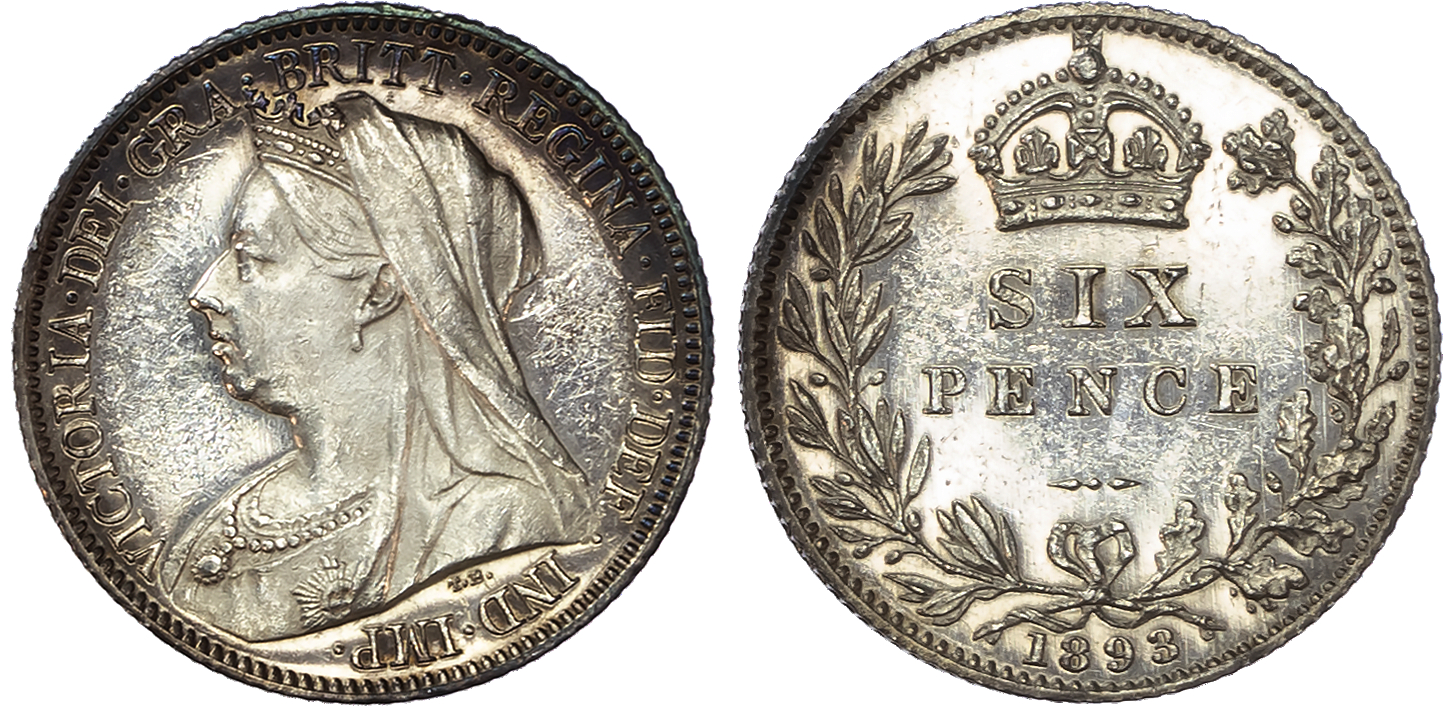Victoria (1837-1901) Sixpence, 1893.