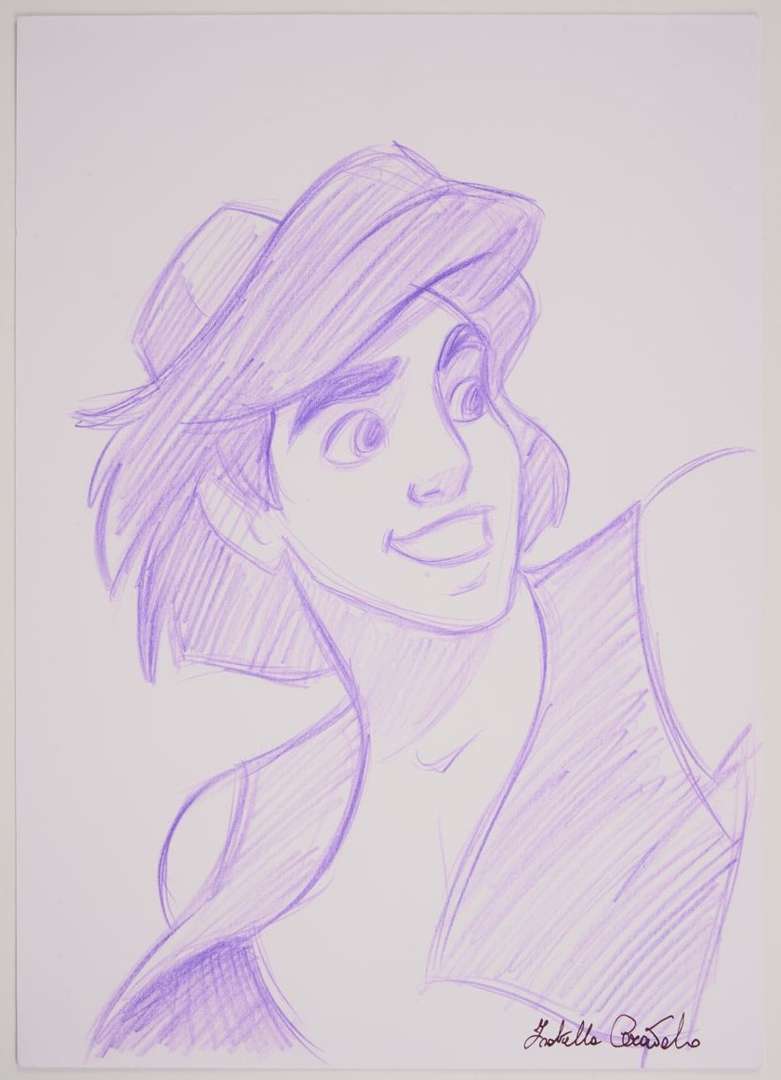 Aladdin Original Convention Aladdin and Jafar Pencil Sketch (Isabella Ceravolo, 2020) & Mickey Jordan Aladdin Art Total 3