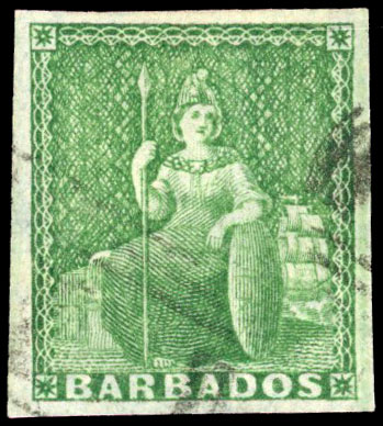 1852 (½d) deep green fine used SG 2