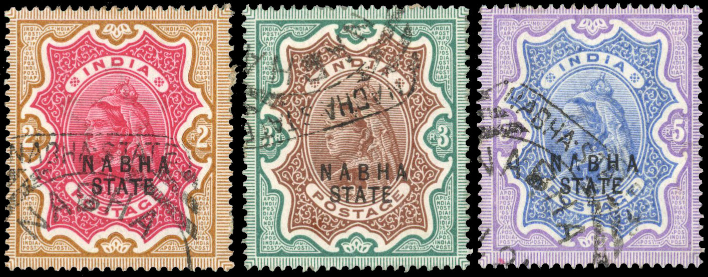 ICS Nabha SG 31-33 1885-1900 2r, 3r, 5r used