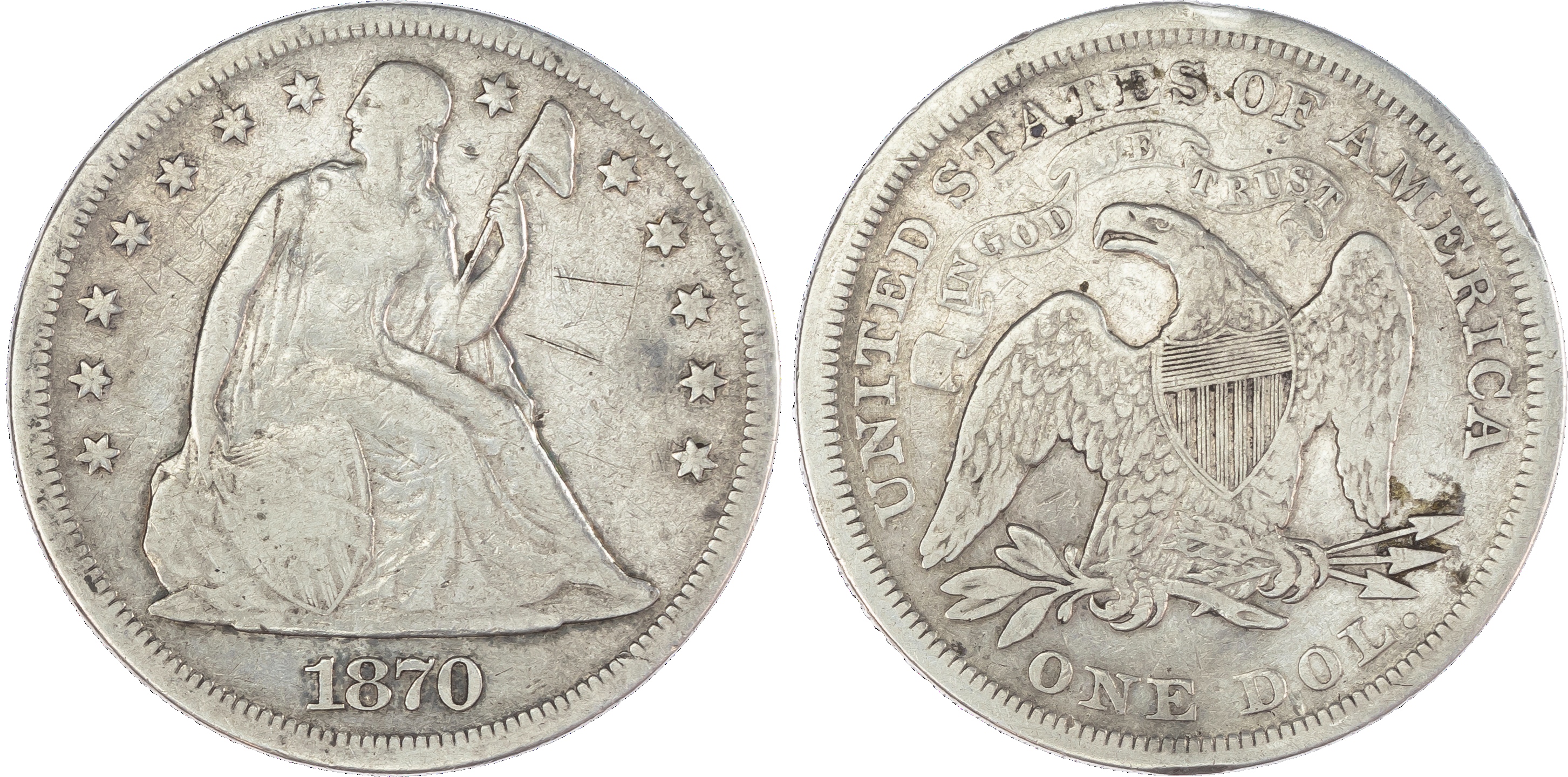 USA, Seated Liberty silver Dollar, 1870, Philadelphia