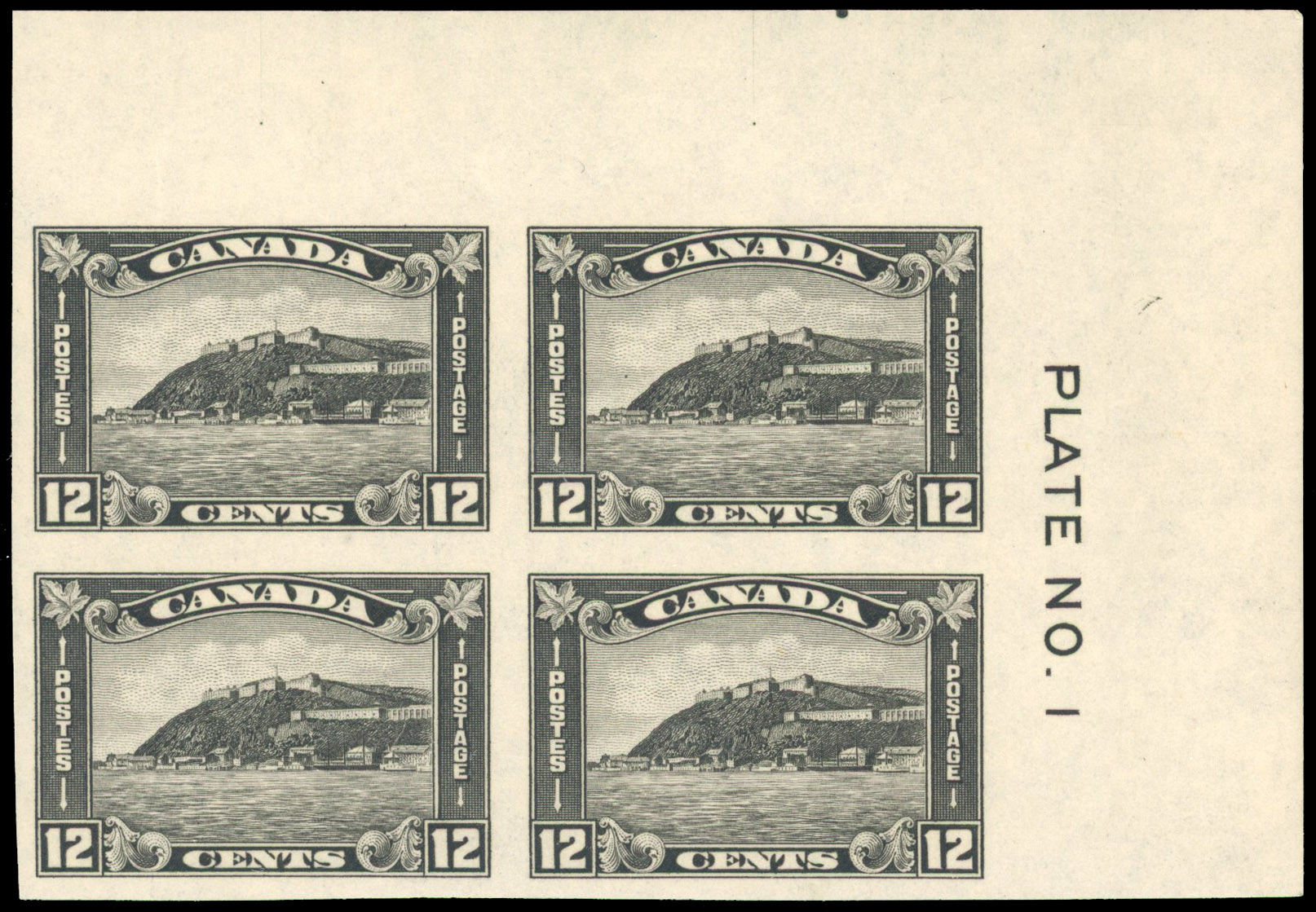 Canada SG 300var 12c imperf block of four