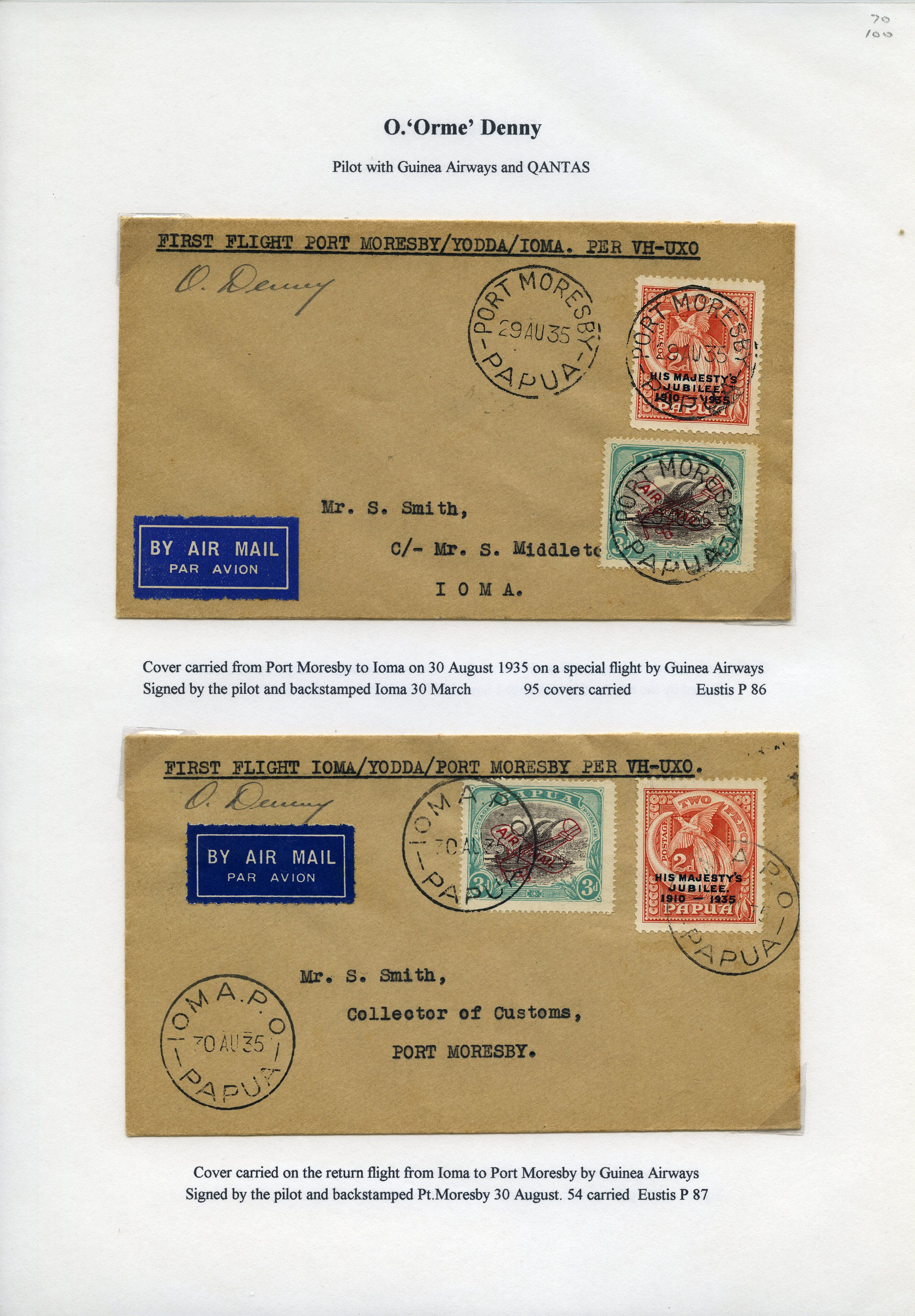 AUSTRALIAN FLIGHT COVERS: 1930-40 Papua...