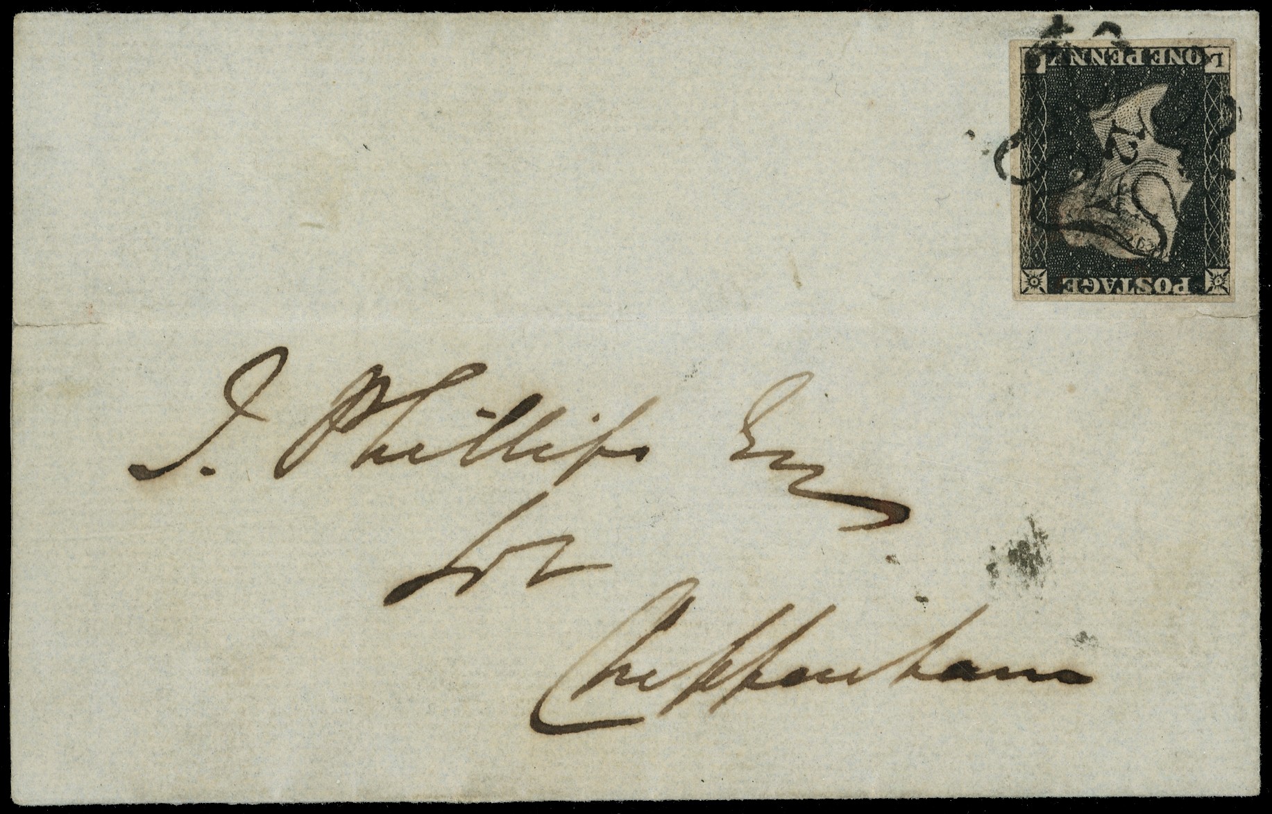 1840 1d Black Pl.7. No.12 MC on...