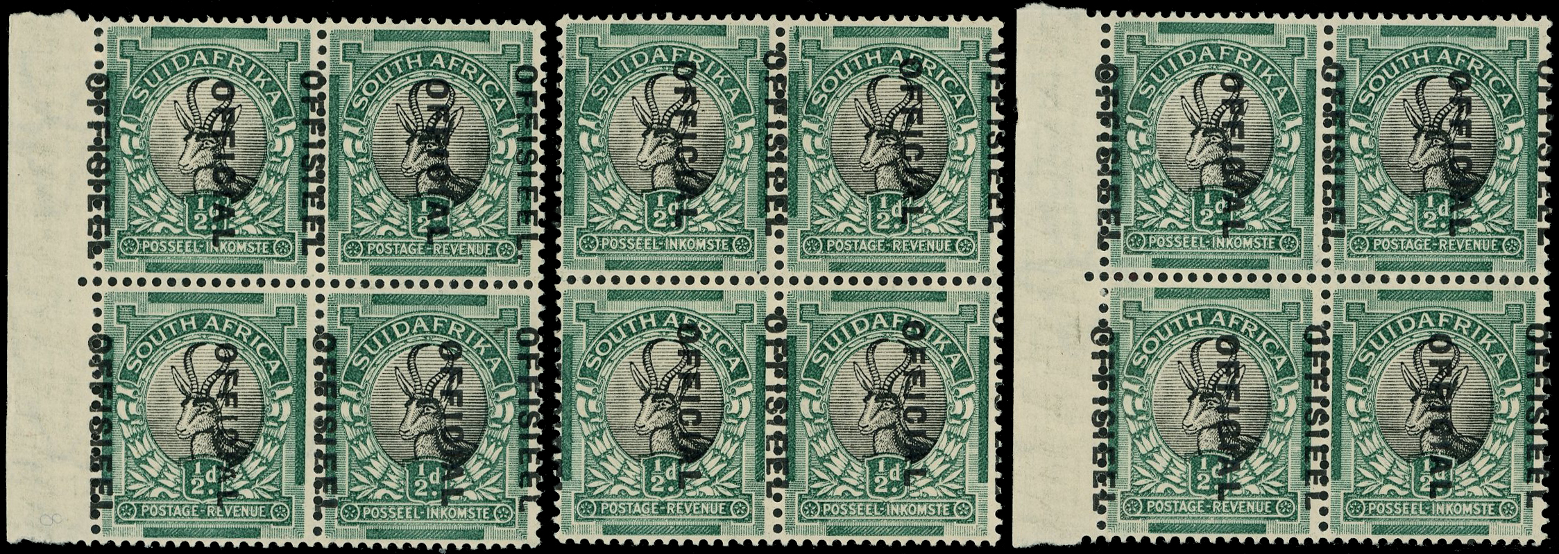 South Africa SG O12 var blocks mint