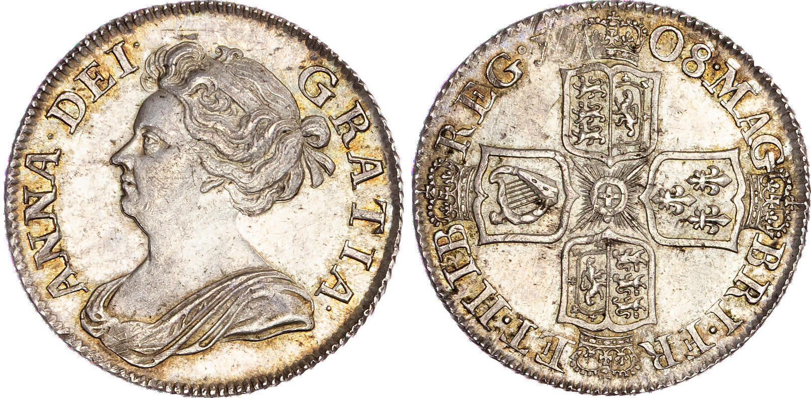 Anne (1702-1714), AR Shilling, 1708, Post Union.