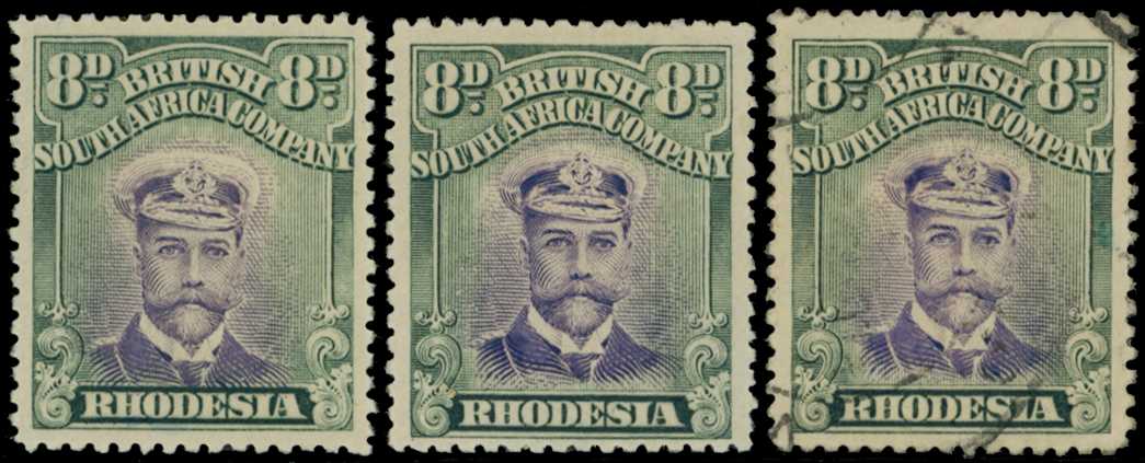 1913-7 8d Head Die II, perf 15. Two fine...