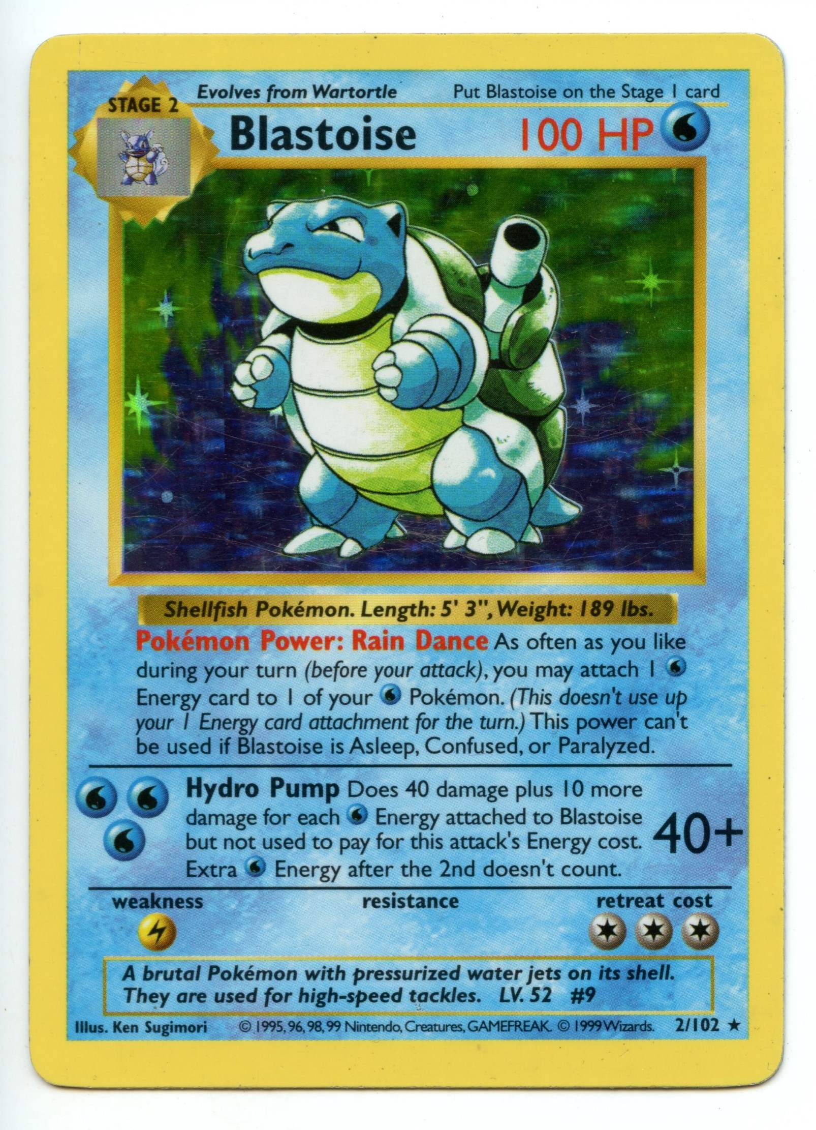 Pokemon TCG - Blastoise HOLO - Base Set Shadowless - Moderately Played