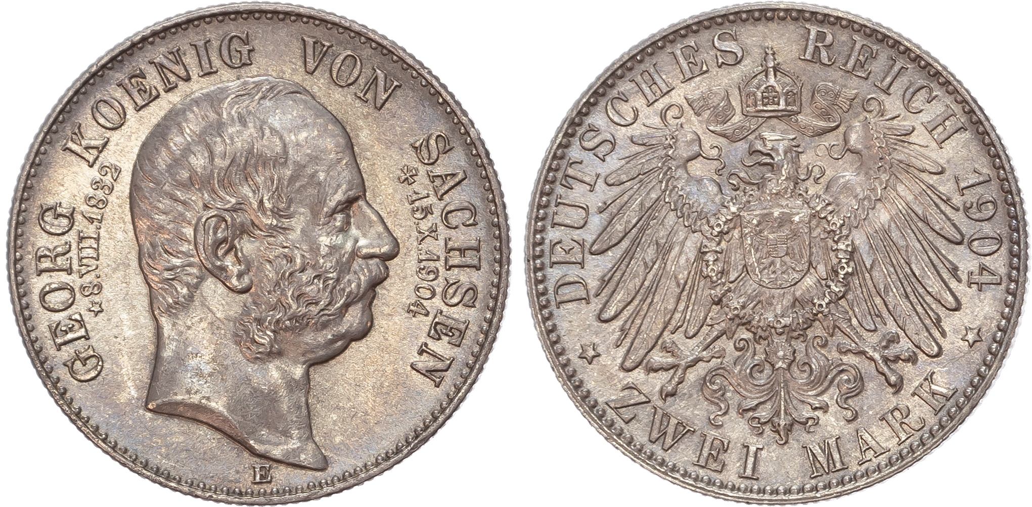 Germany, Saxony, Georg I (1902-1904), Death of Georg I, silver 2 Marks.