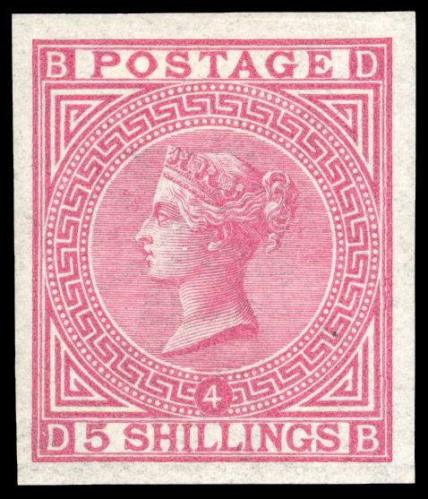 1882 5s Carmine pink Pl.4. Imprimatur