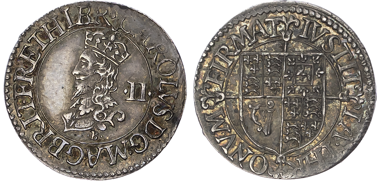 Charles I (1625-1649) Halfgroat, Briot’s coinage, first milled issue (1631-32). Crowned bust left, B below. Rev, long cr…