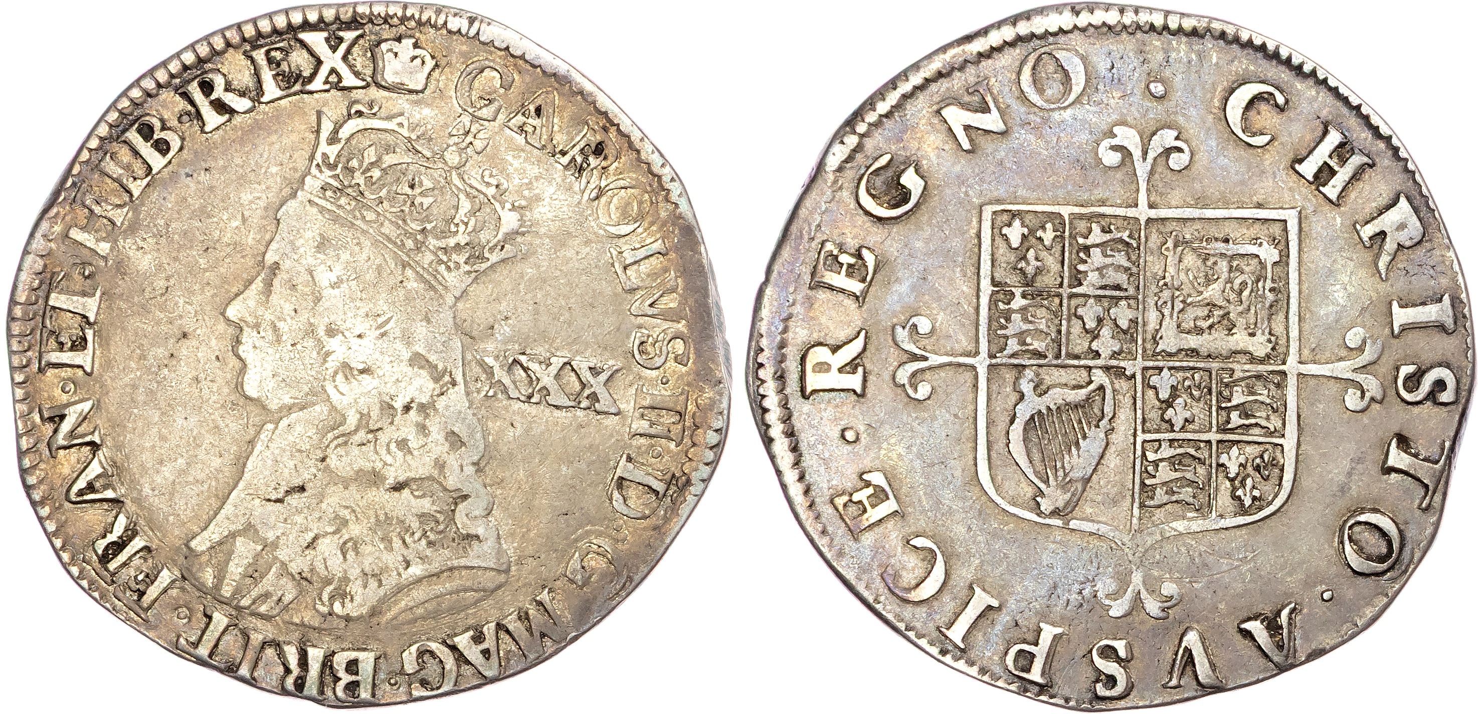 Charles II (1660‐1685), AR Halfcrown, Second Hammered Issue, Tower (London) mint, mm. crown (1660‐2).