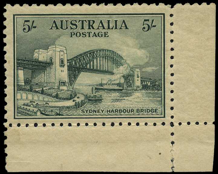 1932 5/- Sydney Harbour Bridge lower right...