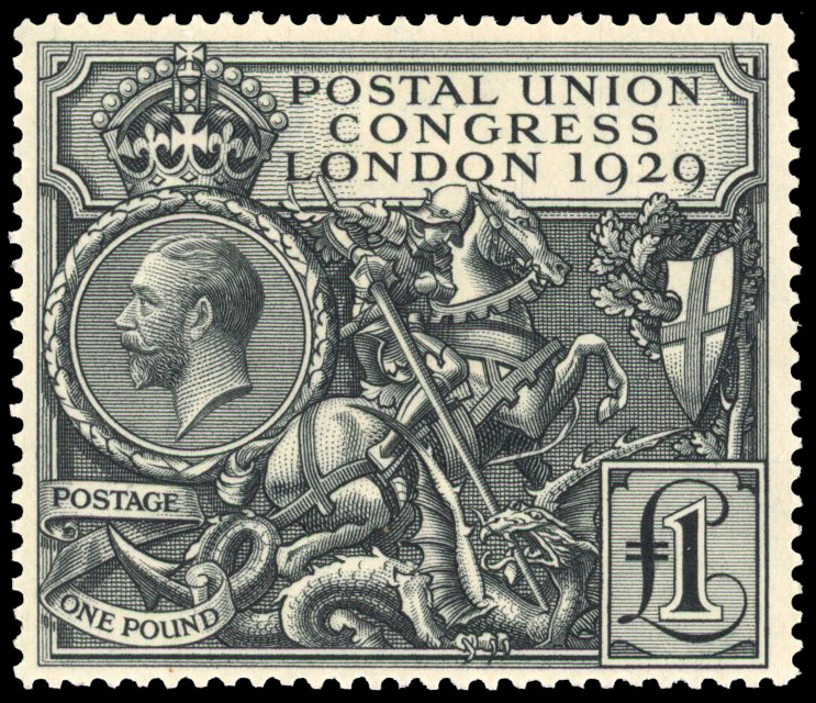 GB: 1929 £1 black Postal Union Congress, fine o.g. SG 438