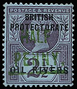 NIGER COAST SG 11 1893 ½d ON 2½d TYPE 4 SURCH O.G.