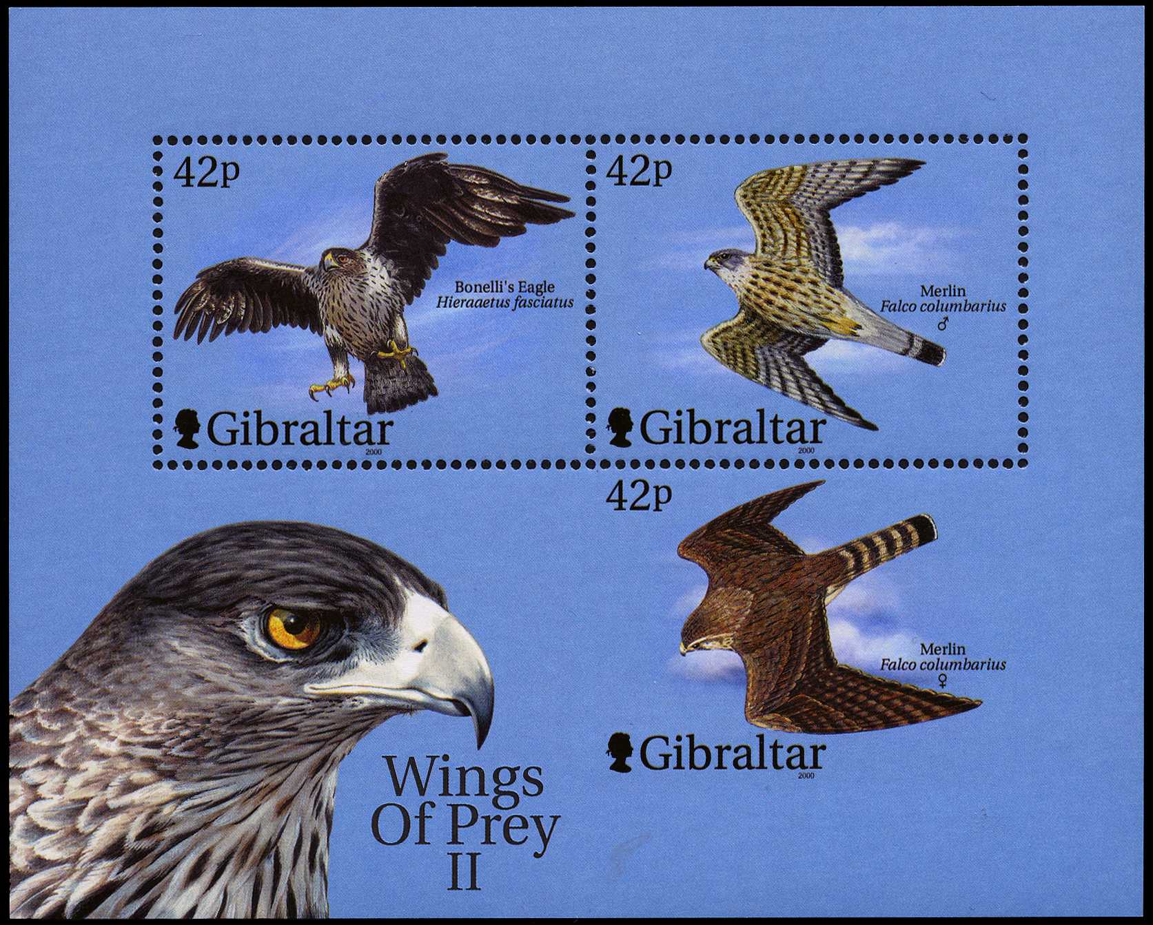 2000 'Wings of Prey' 42p miniature sheet...