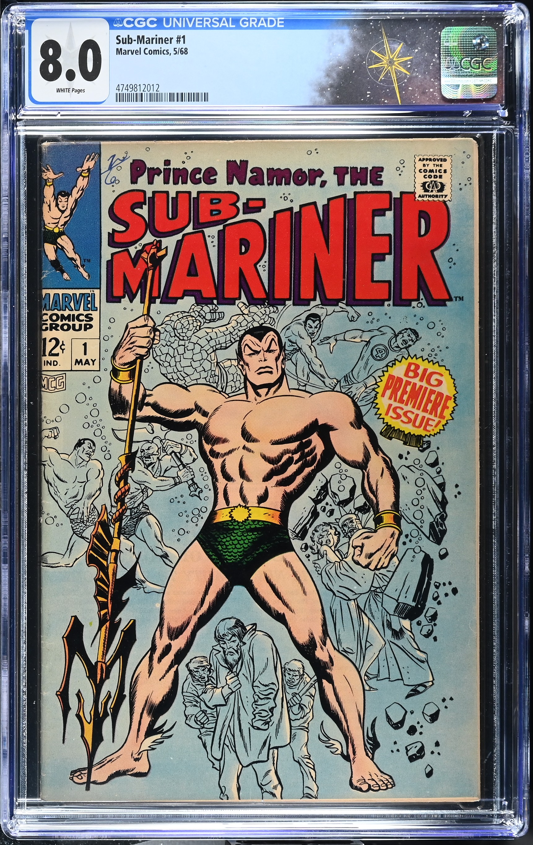 Sub-Mariner #1 CGC 8.0 1st Solo Series & Origin Retold (Marvel Comics, 1968) White Pages