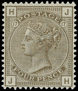 1881 4d grey-brown Pl.17 (Wmk. Crown)