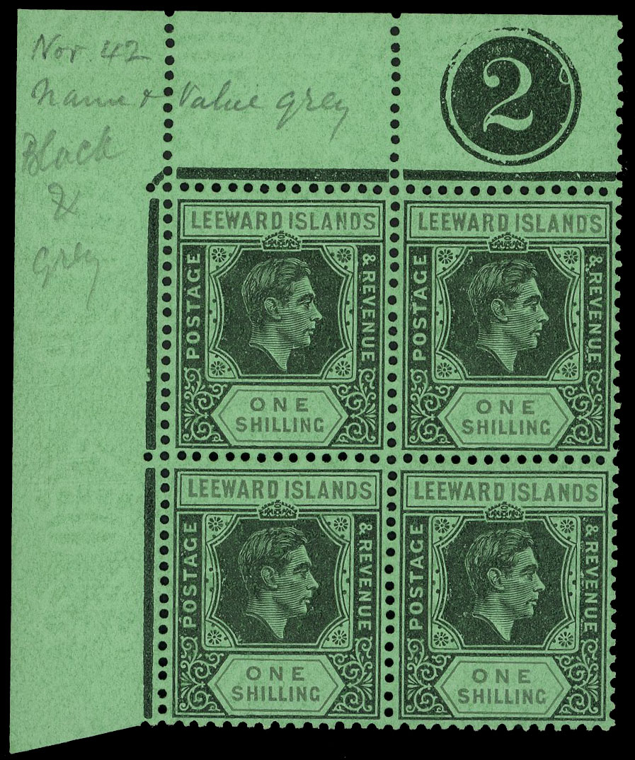 Leeward Islands SG 110bb Plate block mint