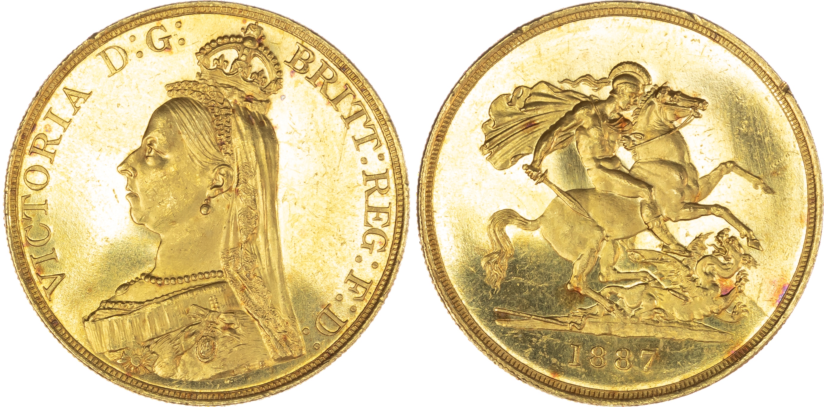 Victoria (1837‑1901), Currency set, 1887, Golden Jubilee year in a fitted B. A. Seaby Ltd case with original tissue and