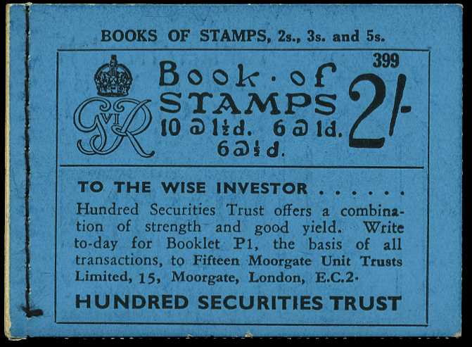 1937 (November) 2/- booklet (#399). Panes...
