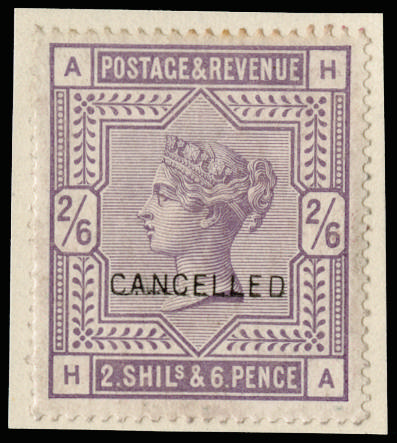 Great Britain 1888 2s6d Lilac (White paper). Very fine and fresh unused o.g. example lettered HA affixed to a smal…