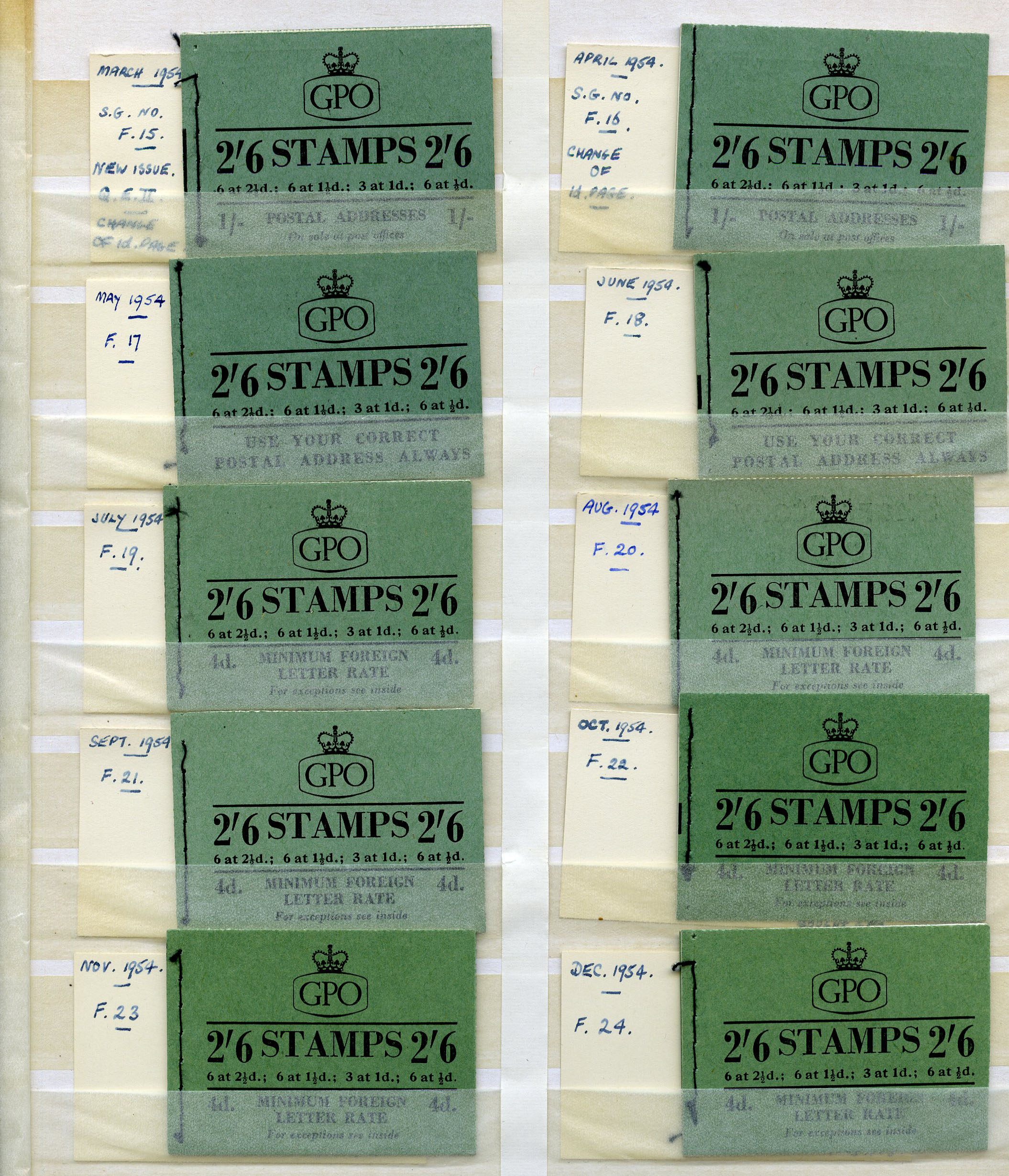 1954 2/6d booklets, Tudor Crown...