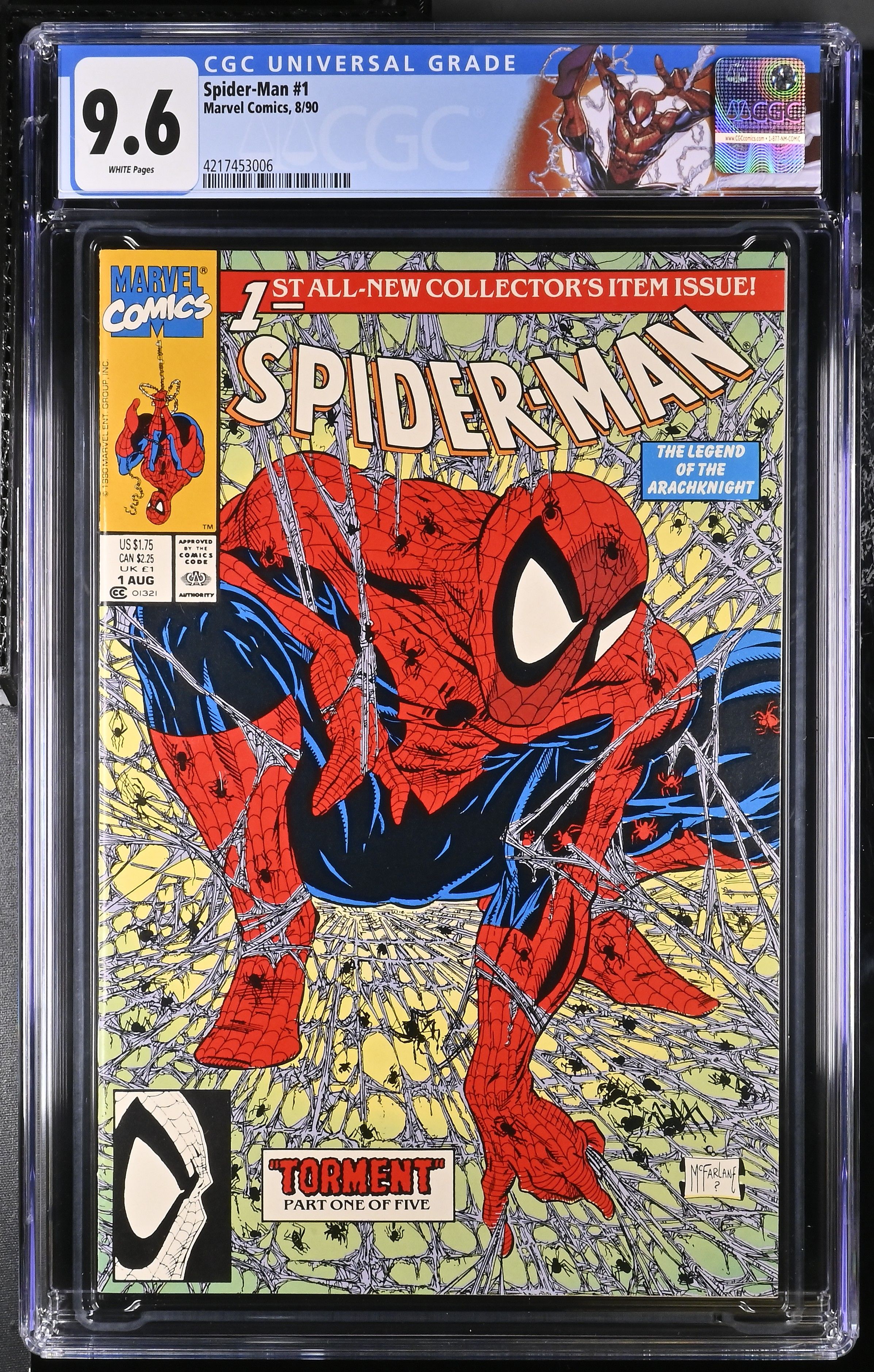 Spider-Man #1 CGC 9.6 Iconic Todd McFarlane Cover & CGC Spider-Man Label (Marvel Comics,1990) White Pages