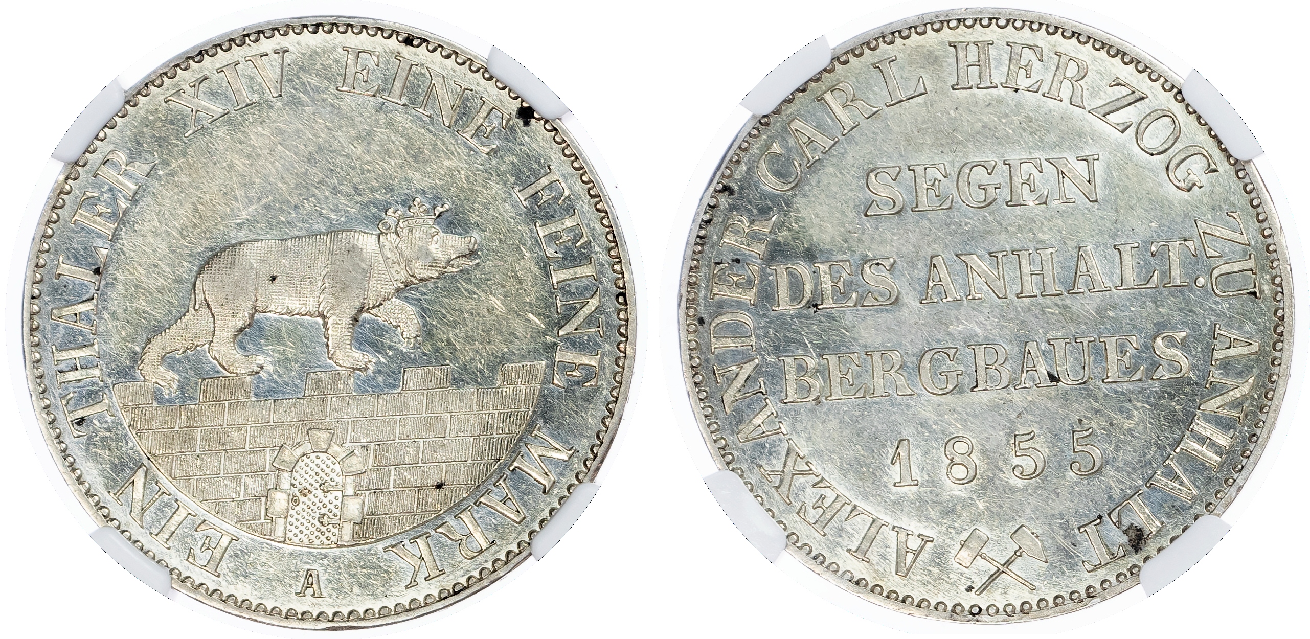 Germany, States. Anhalt-Bernburg AR Thaler. 1855A. 