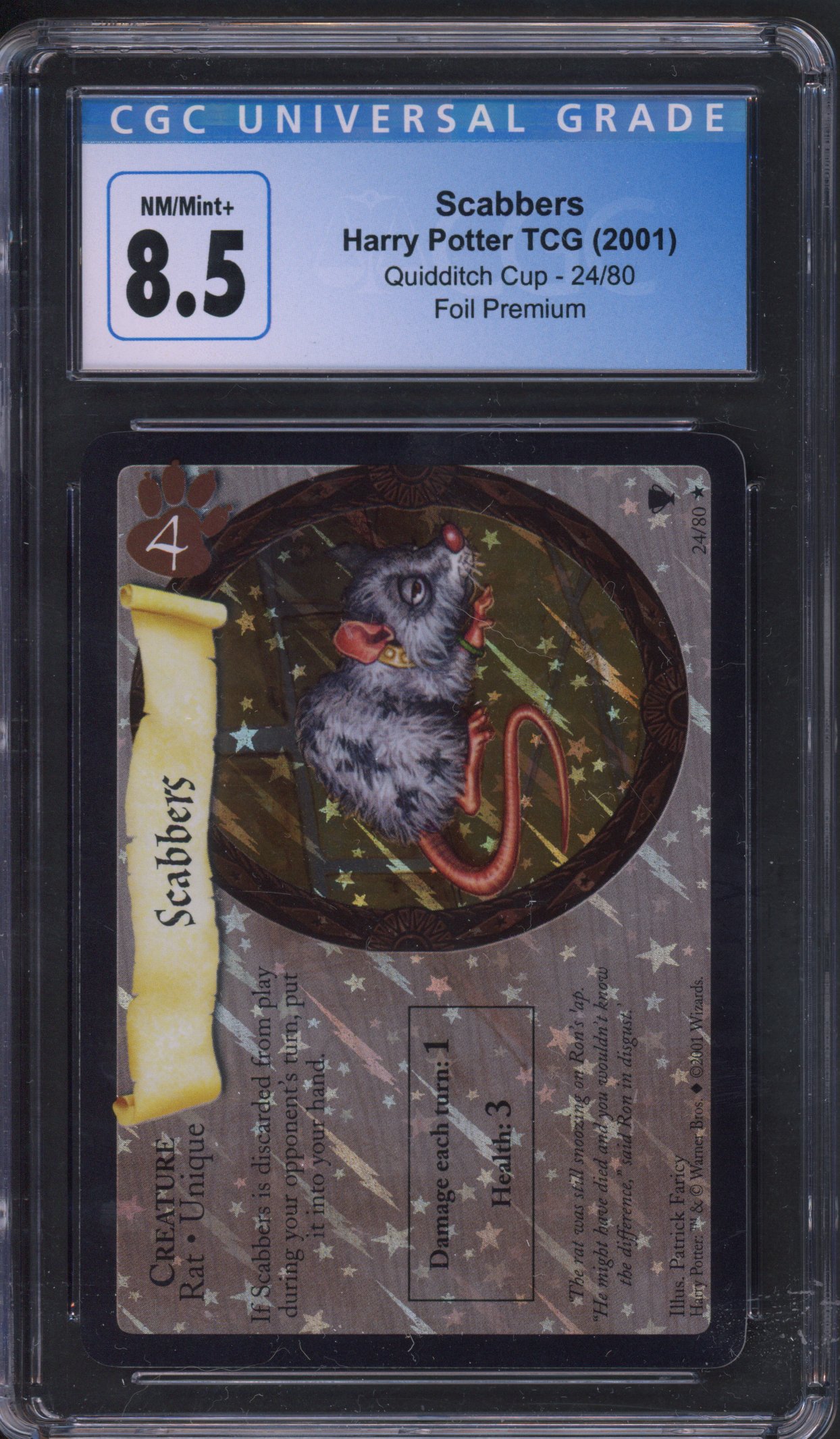 Harry Potter TCG - CGC 8.5 Scabbers Premium Foil Quidditch Cup #24/80