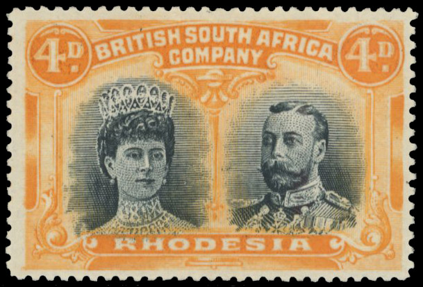 † 4d blue-black and yellow-orange RSC F, position 25 mint