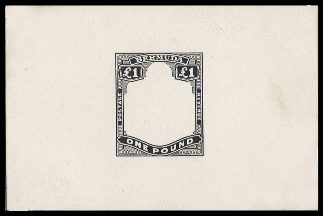 1918-22 £1, die proof of frame in black on...