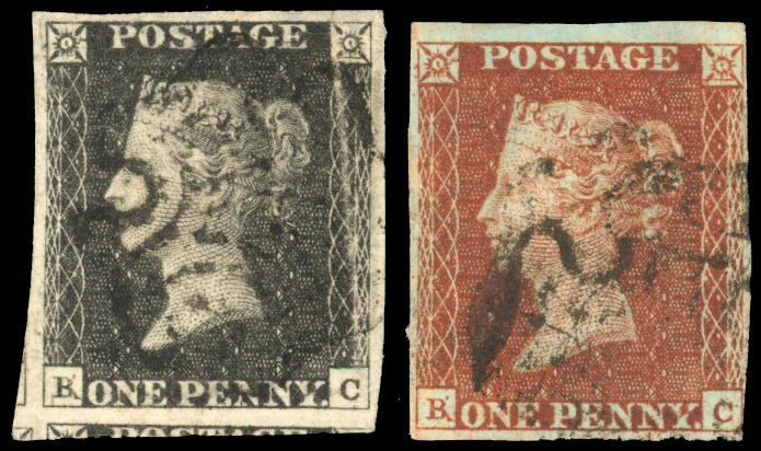 1840 1d Black Pl.11 (KC).matched pair