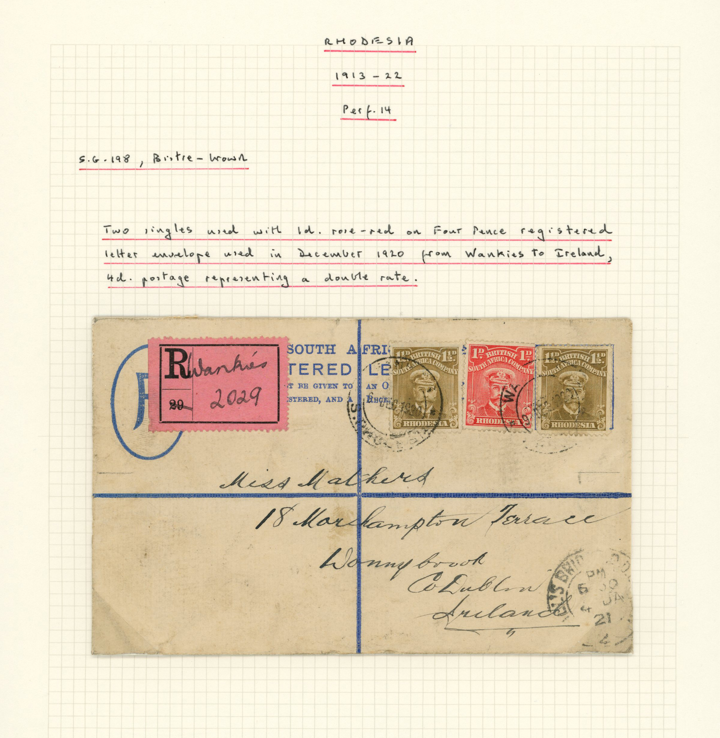 1920 4d postal stationery envelope to...