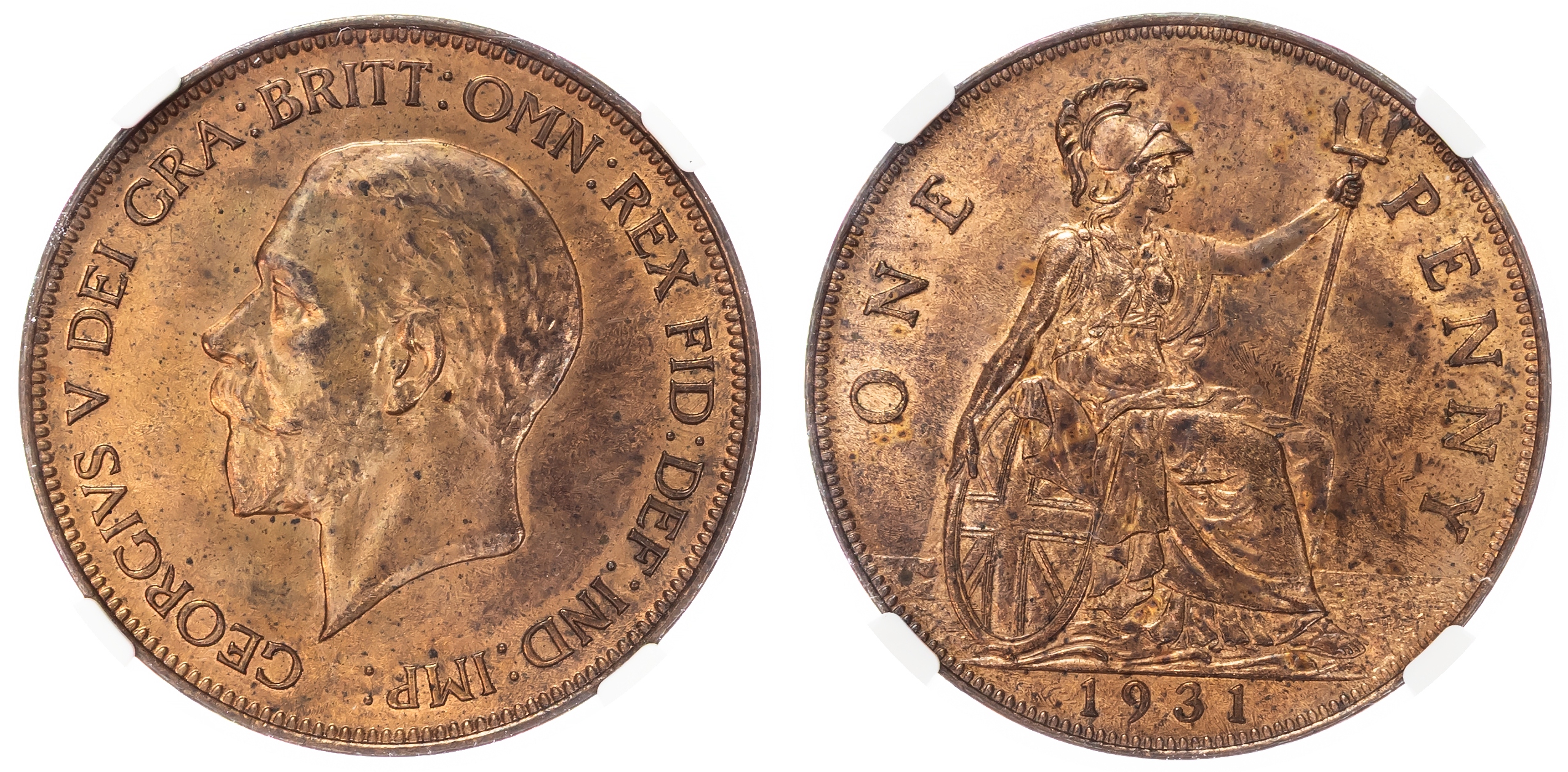 George V (1910-1936), Penny (2), 1931 and 1936.