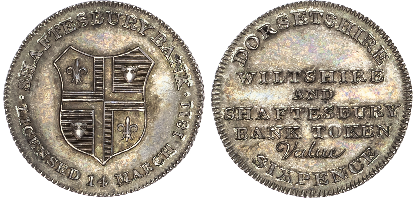 Dorsetshire, Shaftesbury. Bank, silver sixpence, 1811.