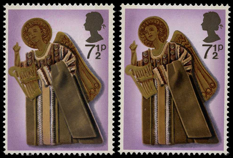 1972 Christmas 7½p variety 'OCHRE OMITTED',...