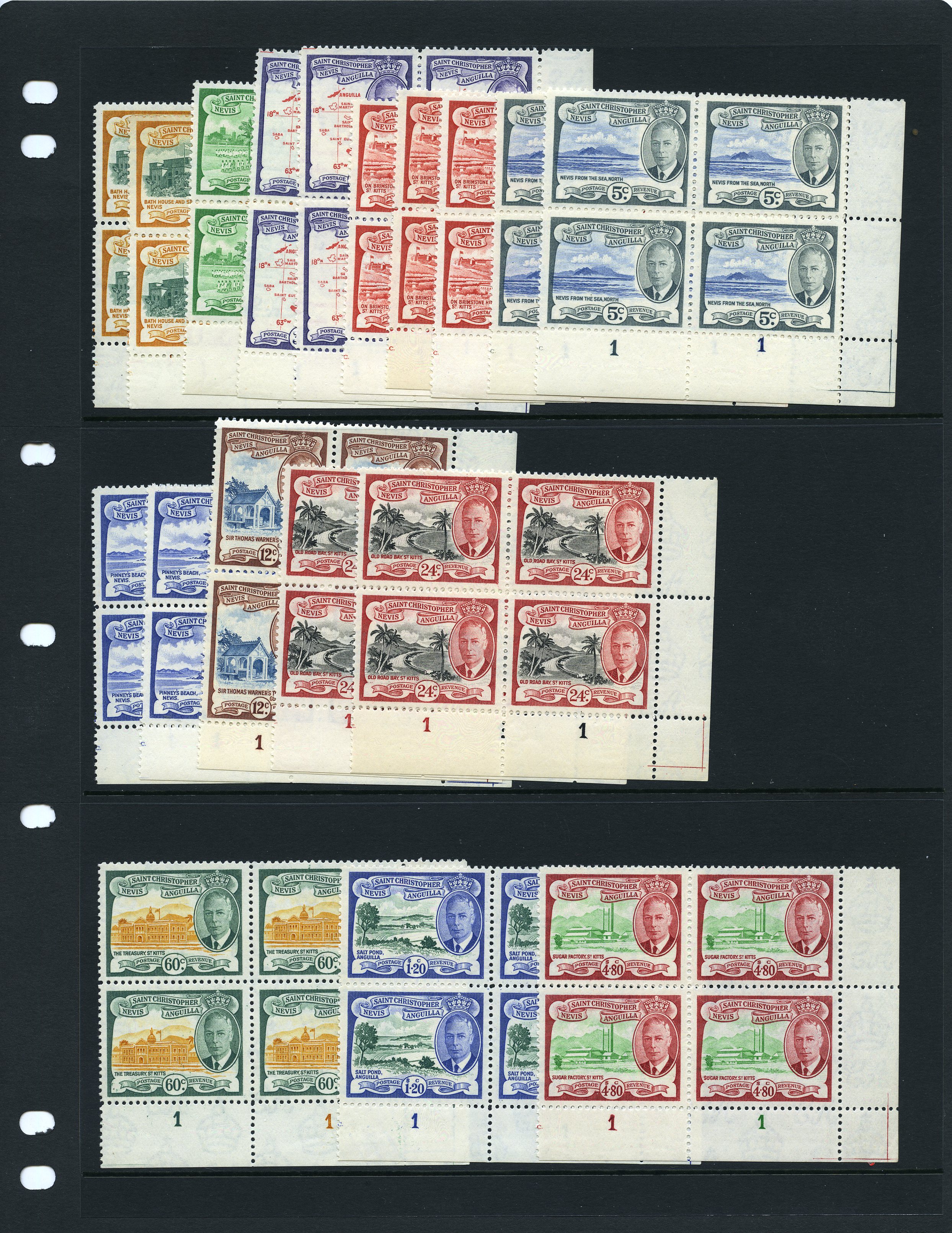 1952 set less 48ct in Plate blocks of...