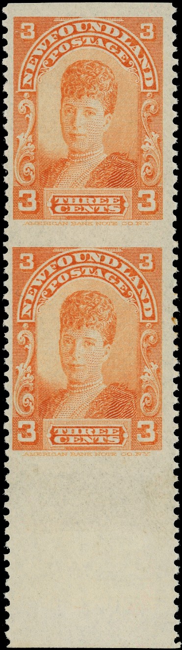 Newfoundland 1897 Royal Family Queen Alexandra imperf horiz vertical piar SG...