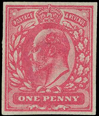 1906 1d imperforate colour trial in cerise...