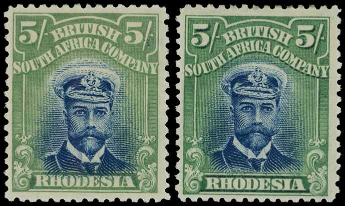 1913-7 5/- Head Die II, perf 14. Two large...