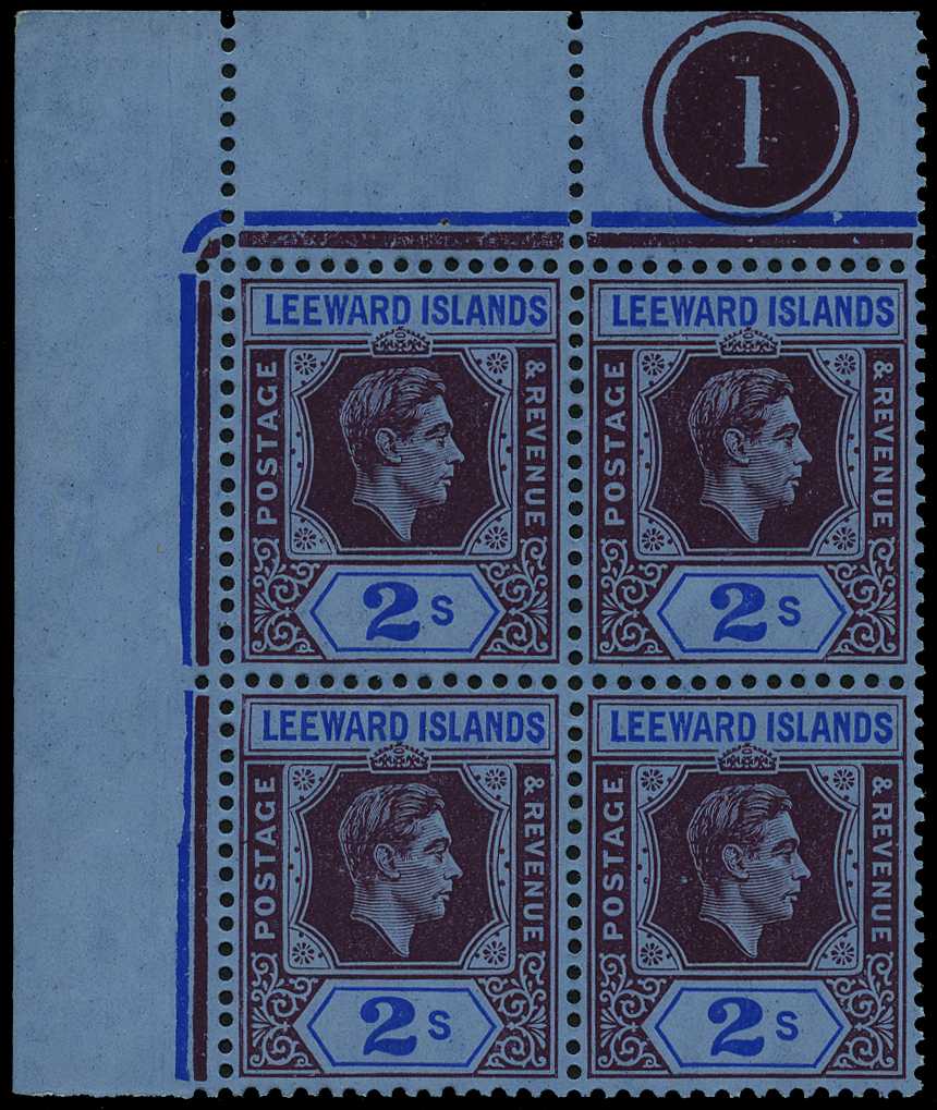 1938 2/- reddish purple and blue on blue...