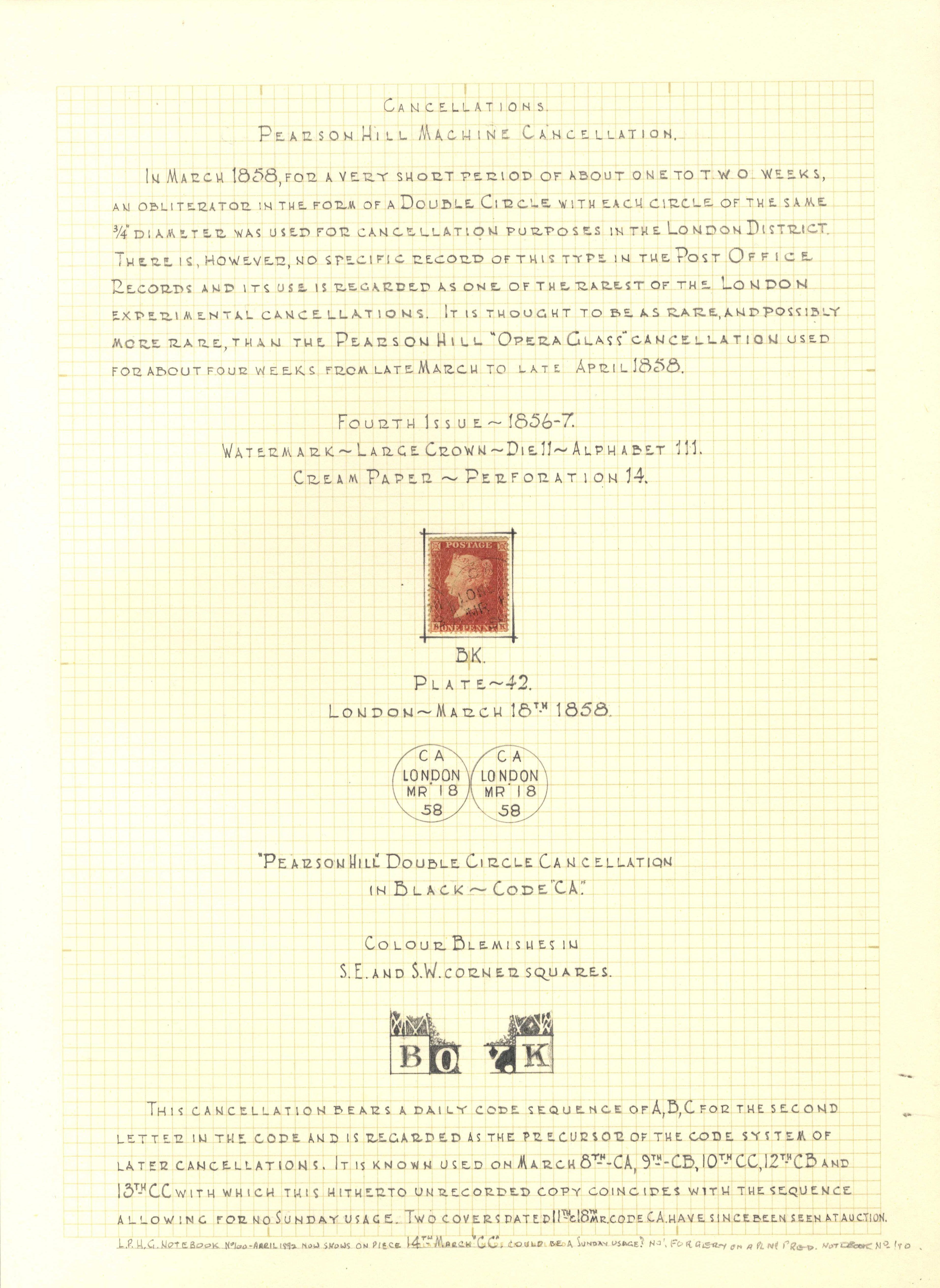 GB 1858 Pearson Hill experimental cancels group