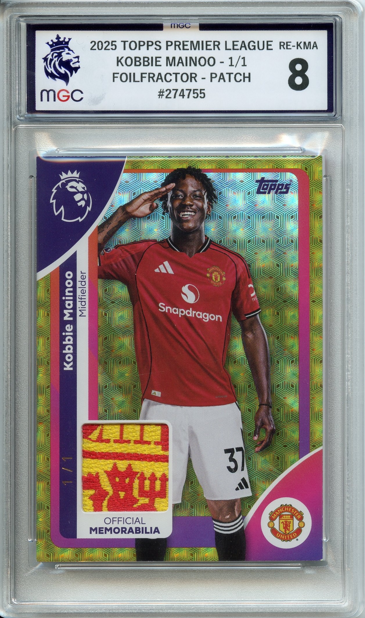 MGC 8 2025 TOPPS PREMIER LEAGUE KOBBIE MAINOO - 1/1 - FOILFRACTOR - PATCH